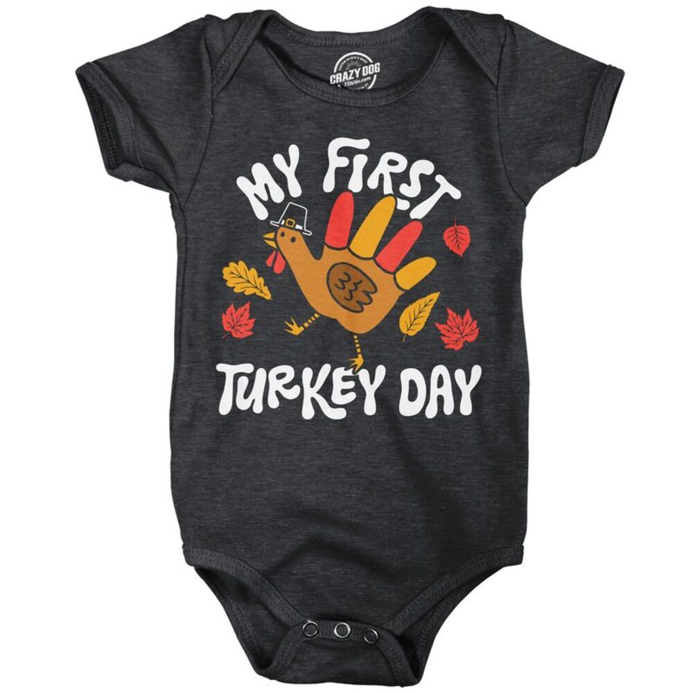 My First Turkey Day Baby Bodysuit Funny Thanksgiving Jumper For Infants